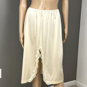 Vintage Sears Half Slip Skirt Size Large 30-32 Tall Length Ivory Walking Slit US